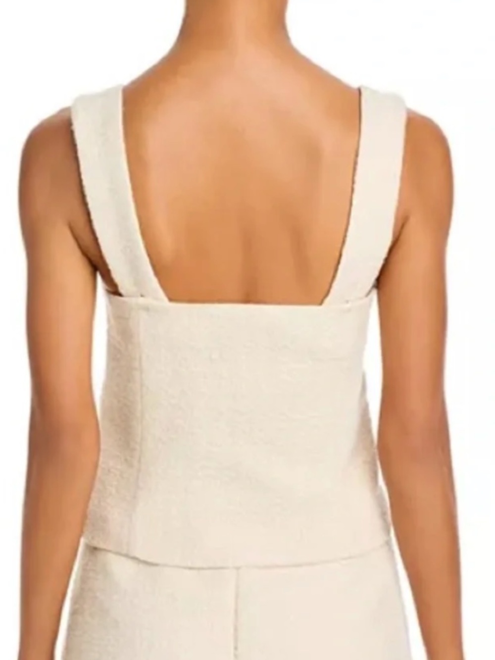 french connection square neck sleeveless top classic cream tweed sz 12 - Picture 2 of 6